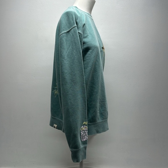 Mr Eat Well Sweatshirt Crewneck Miss Thick Parm Cheese Grater Teal Blue Small - Picture 3 of 9